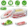 2Pcs Deli Meat Container With Lid for Fridge Stackable Bacon Container Clear Food Storage Box with Lid Meal Prep Container for Lunch Meat Salami Cold