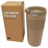 16 oz Travel Thermal Insulation Coffee Cup with Silicone Grip - Milk Tea