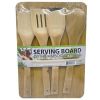 5 Piece Serving Board with Bamboo Utensils Set