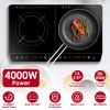 4000W Induction Cooktop Portable Double Induction Cooker Electric Dual Burner Stove Countertop Hot Plate with 9 Power 9 Temperature 0-3H Timer