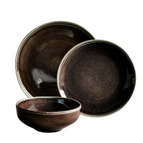 12-Piece Stoneware Dinnerware Set, Gray