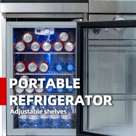 44-Inch 6-Burner 85000 BTU Deluxe Stainless Steel Gas Outdoor Kitchen Bar Barbecue Island Grill + Wine Cooler Compact Refrigerator + Rotisserie + Gran