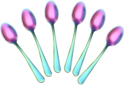 Demitasse Espresso Spoons, Coffee Spoon, Stainless Steel Small Spoons for Dessert, Tea,Set of 6(Rainbow)