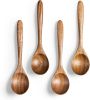 4 PCS Wooden Spoons for Honey, 6.7 inch Small Wooden Spoons - Terrific for Tea, Coffee & Soup, Little Acacia Wood Serving Table Spoon Set