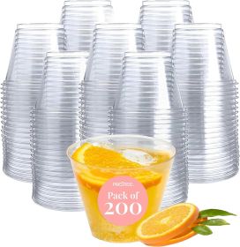 Small Clear Plastic Cups - 5 oz. 200 Pack - Hard Disposable Cup - Wine and Plastic Cocktail Glasses - Drinking and Party Punch Cups and Bulk Wedding T