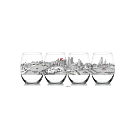 Pittsburgh Stemless Wine Glasses - Set of Four