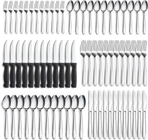 72-Pieces Silverware Set for 12, Flatware Set with Steak Knives, Stainless Steel Cutlery Set, Include Forks Spoons and Knives Set