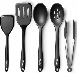 Silicone Cooking Utensils Set, Heat Resistant and large Non Stick Spatulas & Spoons for Kitchen, Ideal BPA Free Kitchen Turners for Frying, Mixing