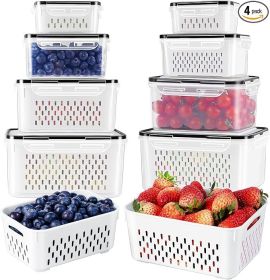 4 PCS Fruit Storage Containers for Fridge with Removable