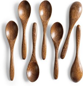 7 PCS Small Wooden Spoons, 5.8 Inch Honey Spoons for Tea, Padauk Wooden Honey Teaspoon for Coffee, Little Tiny Wood Spoons