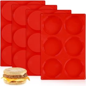 4 Inch Muffin Top Pan, Silicone Egg Molds for Breakfast Sandwiches Jumbo Round Baking Pan for Oven English muffins, Whoopie Pies, Corn Bread