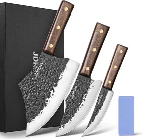 Butcher Knife Set 3PCS â€“ Meat Cleaver, Boning Knife, Viking Knifeâ€“Hand Forged Full Tang Razor Sharp Kitchen Knives for Meat Cutting, BBQ