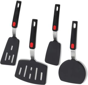 Silicone Spatula Turner Set of 4, Wiztoynia 600°F Heat Resistant Cooking Spatulas for Nonstick Cookware