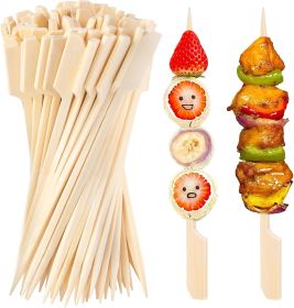 400PCS Bamboo Skewers, Cocktail Picks for Drinks, 4.7 Inch Wooden Skewers for Appetizers, Sandwich, Fruit, Kababs, Sausage, Barbecue, Snacks