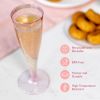 Set of 24 Plastic Champagne Flutes Disposable - Silver Glitter Pink Champagne Glasses with Rose Gold Rim, Elegant Toasting Cups for Weddings