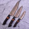 Smoky | Copper Damascus Knife | 3pcs Knife Set | Faneema Cutlery
