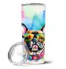 French Bulldog Hippie Dawg Stainless Steel Skinny Tumbler Vacuum Double Walled Reusable Insulated Tumbler Travel Cup for Coffee Cocktails Gift with Li