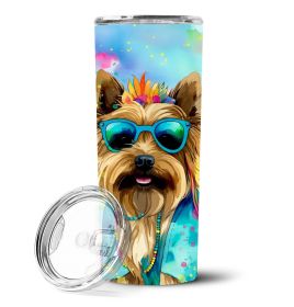 Cairn Terrier Hippie Dawg Stainless Steel Skinny Tumbler Vacuum Double Walled Reusable Insulated Tumbler Travel Cup for Coffee Cocktails Gift with Lid