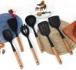 Large Silicone Cooking Utensils Set, 10Pcs Nonstick Kitchen Utensil Set with Wooden Handle, Heat Resistant Silicone Utensils for Cooking