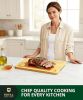 Wooden Cutting Boards for Kitchen Meal Prep & Serving - Bamboo Wood Serving Board with Deep Juice Groove Side Handles - Charcuterie & Chopping Butcher