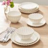 12-Piece Stoneware Dinnerware Set, Cream