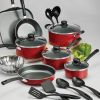 18 Piece Non-stick Cookware Set, Red