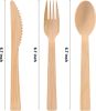 Pre Rolled Napkin and Bamboo Cutlery Set - 50Pack Bamboo Utensils/Compostable Cutlery(50 Forks, 50 Knives, 50 Spoons, 50 Napkins)