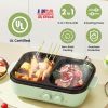 Electric Hot Pot with Grill 2-in-1 Hot Pot and Frying Pan Portable Non-Stick Pot and Griddle Electric Cooker Pot with Glass Lid Fast Heating for 1-2 P