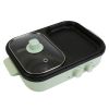 Electric Hot Pot with Grill 2-in-1 Hot Pot and Frying Pan Portable Non-Stick Pot and Griddle Electric Cooker Pot with Glass Lid Fast Heating for 1-2 P