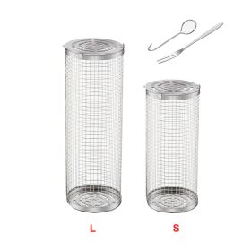 BBQ Cage Stainless Steel Rolling Grilling Basket for Use Outdoor (Type: Style B, Color: As pic show)