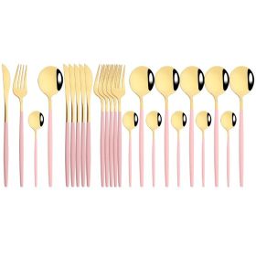 Commercial & Household 24Pcs Dinnerware Set Stainless Steel Flatware Tableware (Type: Flatware Set, Color: Pink Gold)