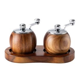 Hand-Crank Mini Ceramic Core Multi-Purpose Grinder (Type: Double+Base, Color: Natural)