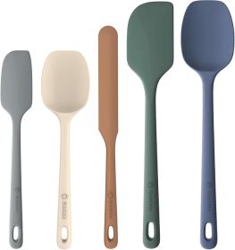 5 Pieces Silicone Spatula Set, Food Grade Rubber Spatula, Upgrade Strong Handle with Ergonomic Grip, Heat Resistant Up to 600°F for Nonstick Cookware (Color: Neutral)