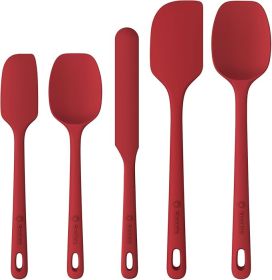 5 Pieces Silicone Spatula Set, Food Grade Rubber Spatula, Upgrade Strong Handle with Ergonomic Grip, Heat Resistant Up to 600°F for Nonstick Cookware (Color: Red)
